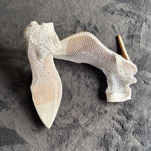 Fashion Nova White Glitter Heels